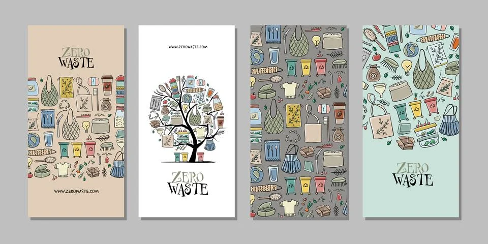 Zero waste. Concept art. Creative ideas for cards, banner, web, promotional Illustrazione stock