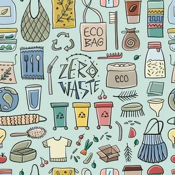 Zero waste. Concept art. Hand drawn for your design Stock Illustration