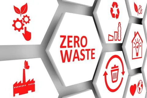 ZERO WASTE concept cell background 3d illustration Stock Illustration