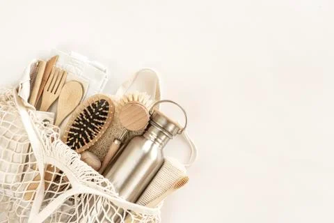 Zero waste concept. Eco-friendly accessories. Stock Photos
