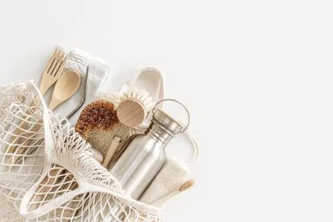 Zero waste concept. Eco-friendly accessories. Stock Photos