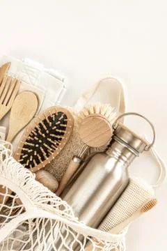 Zero waste concept. Eco-friendly accessories. Stock Photos