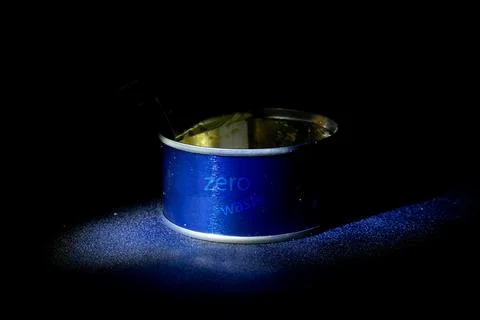Zero waste concept empty tin can Stock Photos