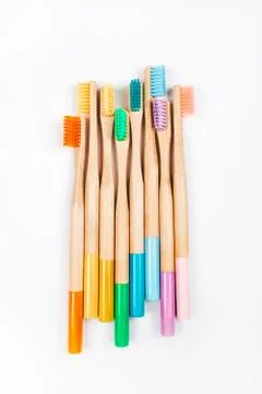 Zero waste concept inspired flatlay with toothbrushes Stock Photos