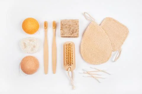 Zero waste concept inspired flatlay with soap Stock Photos