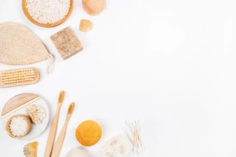 Zero waste concept inspired flatlay with soap Stock Photos