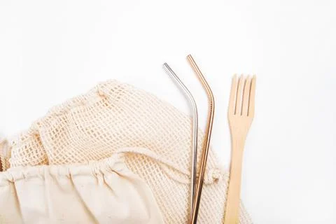 Zero waste concept inspired flatlay with cutlery Stock Photos