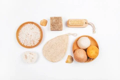 Zero waste concept inspired flatlay with soap Stock Photos