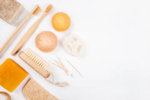 Zero waste concept inspired flatlay with soap Stock Photos