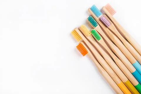 Zero waste concept inspired flatlay with toothbrushes Stock Photos