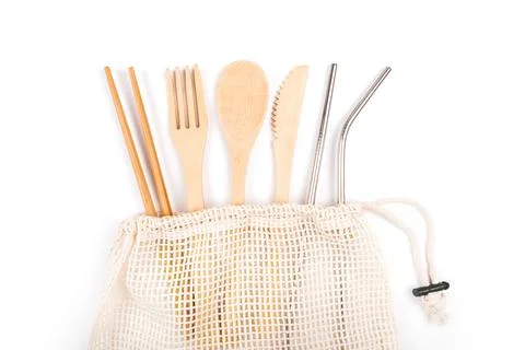 Zero waste concept inspired flatlay with cutlery Stock Photos