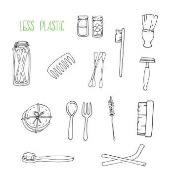 Zero waste concept less plastic Stock Illustration