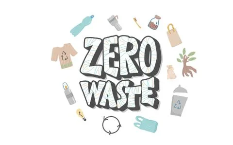 Zero waste concept. Quote with eco style design stuff. Hand drawn elements wi Stock Illustration