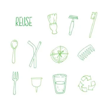 Zero waste concept reuse Stock Illustration