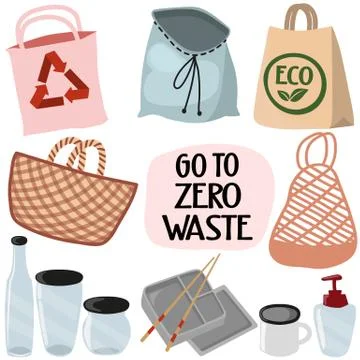 Zero waste concept set Stock Illustration