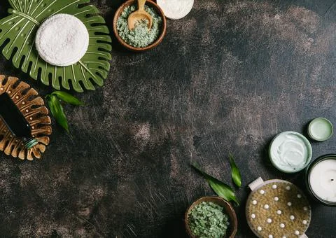 Zero waste concept. Set of natural skin care products and eco friendly bathro Stock Photos