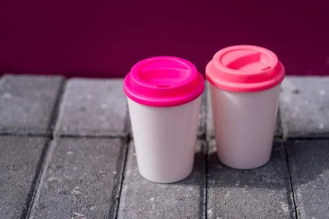 Zero waste concept Stylish reusable bamboo eco coffee cup Stock Photos