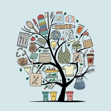 Zero waste. Concept tree for your design Stock Illustration