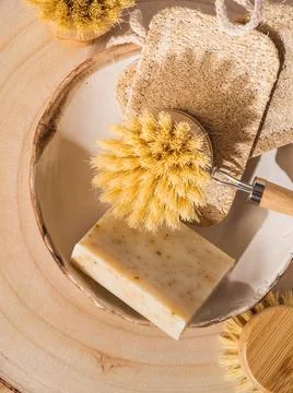 Zero waste dish washing kitchen home eco cleaning products Foto stock