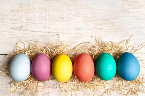 Zero waste Easter concept, copy space, top view 스톡 사진