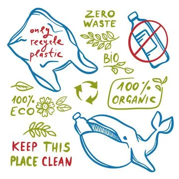 ZERO WASTE ECO Problem Of Earth Vector Illustration Set Stock Illustration