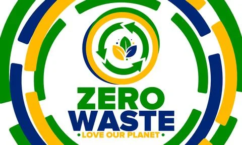Zero Waste. Ecology poster. Refuse and Reduce. To Reuse and Recycle. Vector art Stock Illustration
