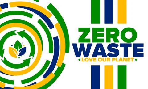 Zero Waste. Ecology poster. Refuse and Reduce. To Reuse and Recycle. Vector art Stock Illustration