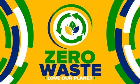 Zero Waste. Ecology poster. Refuse and Reduce. To Reuse and Recycle. Vector art Stock Illustration