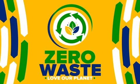 Zero Waste. Ecology poster. Refuse and Reduce. To Reuse and Recycle. Vector art Stock Illustration