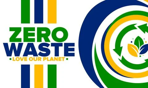 Zero Waste. Ecology poster. Refuse and Reduce. To Reuse and Recycle. Vector art Stock Illustration