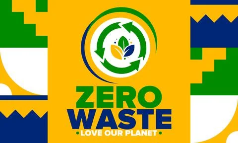 Zero Waste. Ecology poster. Refuse and Reduce. To Reuse and Recycle. Vector art Stock Illustration