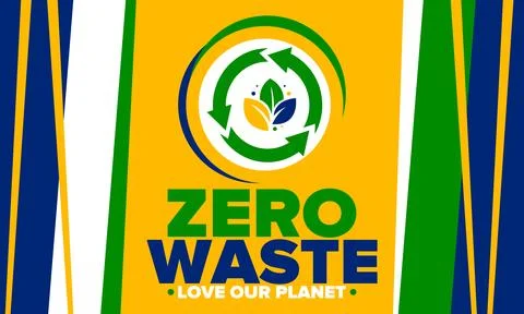Zero Waste. Ecology poster. Refuse and Reduce. To Reuse and Recycle. Vector art Stock Illustration