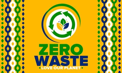 Zero Waste. Ecology poster. Refuse and Reduce. To Reuse and Recycle. Vector art Stock Illustration