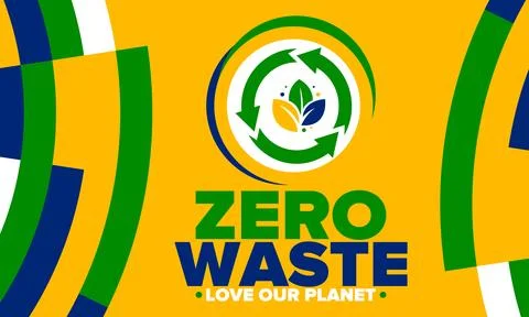 Zero Waste. Ecology poster. Refuse and Reduce. To Reuse and Recycle. Vector art Stock Illustration
