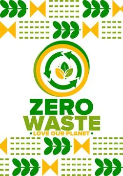 Zero Waste. Ecology poster. Refuse and Reduce. To Reuse and Recycle. Vector art Stock Illustration