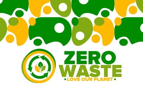 Zero Waste. Ecology poster. Refuse and Reduce. To Reuse and Recycle. Vector art Stock Illustration