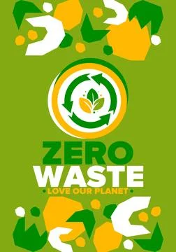 Zero Waste. Ecology poster. Refuse and Reduce. To Reuse and Recycle. Vector art Stock Illustration