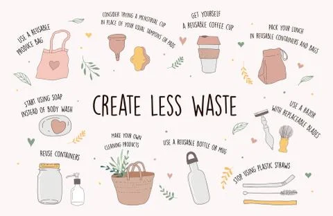 Zero Waste, environmental, go green concept design. Vector illustration Stock Illustration