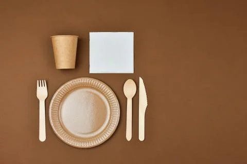 Zero waste, environmentally friendly, disposable paper utensils. View from ab Stock Photos