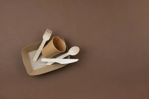 Zero waste, environmentally friendly, disposable, paper tableware. View from the Stock-Fotos
