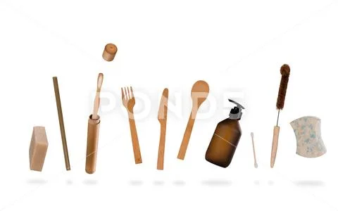 Zero waste food and other cleaning tools. Sustainable lifestyle concept. Stock Photos