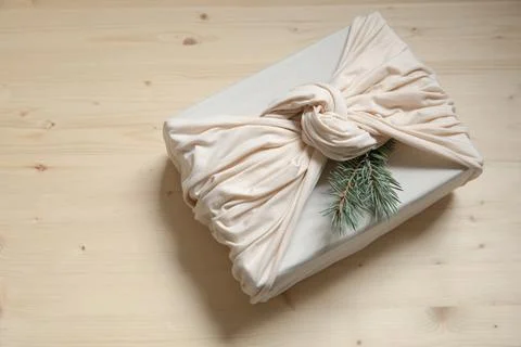 Zero waste gift wrapping. Traditional Japanese furoshiki style. Stock Photos