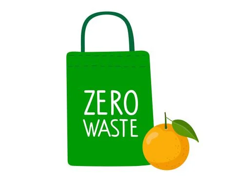 Zero waste. Green textile reusable shopping bag. Waiver of plastic bags Stock Illustration