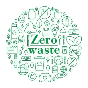Zero waste green vector illustration Stock Illustration