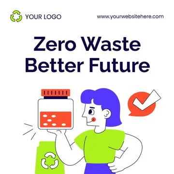 Zero Waste Grocery Store Flat Cartoon Illustration Social Media Background Stock Illustration