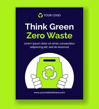 Zero Waste Grocery Store Social Media Vertical Poster Flat Cartoon Background Stock Illustration