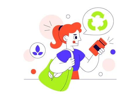 Zero Waste Grocery Store Vector Illustration Featuring Eco Friendly Shoppin.. Stock Illustration