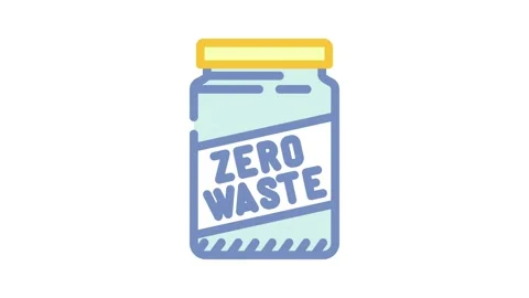 Zero waste jar eco conscious color icon animation Stock Footage 327257686
