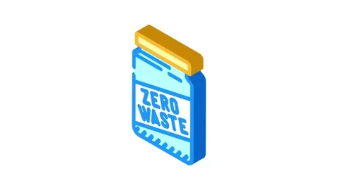 Zero waste jar eco conscious isometric icon animation Stock Footage 327277494