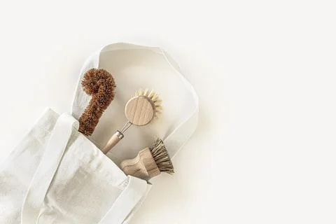 Zero waste kitchen cleaning concept. Eco friendly natural cleaning tools. Stock Photos